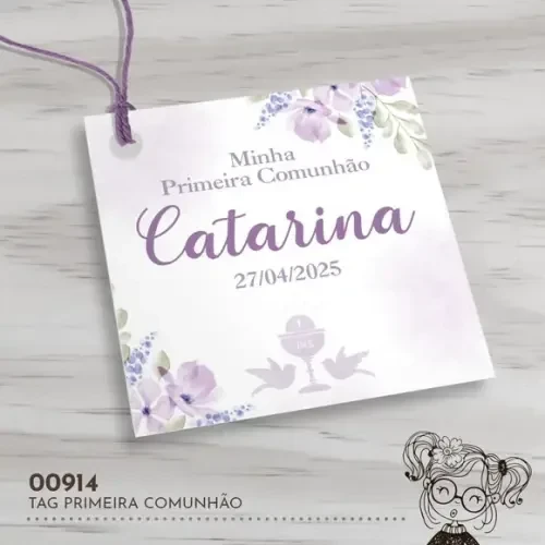 Tag Quadrada Primeira Comunhão - 00914