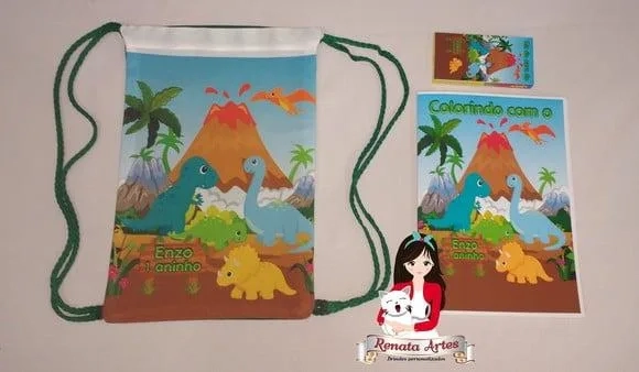 Kit Colorir na Mochila Dinossauros Baby
