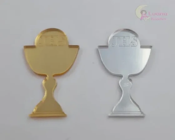 Aplique Eucaristia de Acrílico Espelhado - Pct C/6 Peças