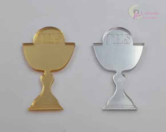 Aplique Eucaristia de Acrílico Espelhado - Pct C/6 Peças