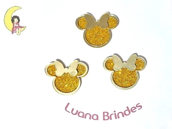 Aplique Minnie Acrílico Espelhado Pacotes com 10 Unidades