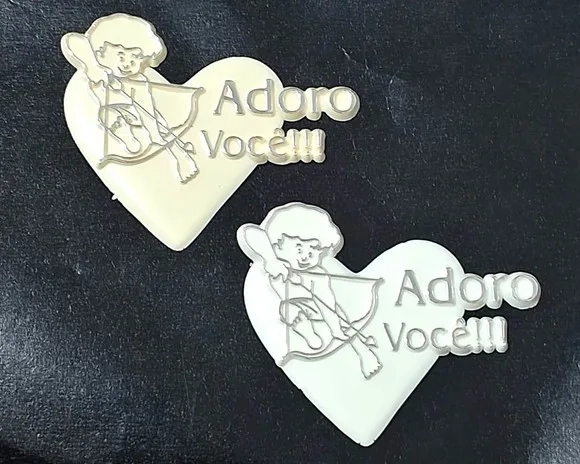 Coração Cupido adoro Você Acrílico Injetado - 5 Peças