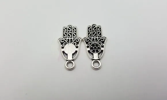 Pingente Mão de Hamsá/Mão de Fátima Níquel - 2,7cm - 10 Unid