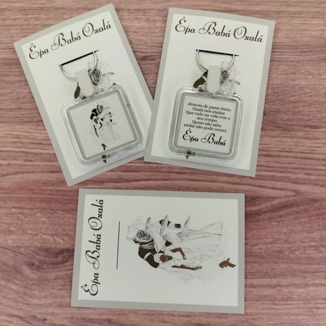 20 Unidades - Chaveiro Orixá Oxalá Personalizado Lembrancinhas
