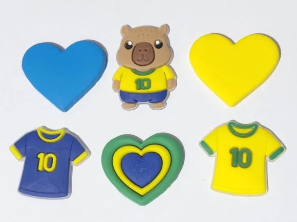 Aplique Brasil Copa do Mundo Emborrachado Pct com 6 Unidades