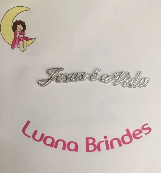Plaquinhas com Frase jesus É a Vida Prateada Pct C/5 Und