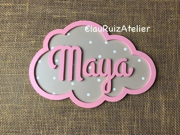 Porta de Maternidade Nuvem com Nome