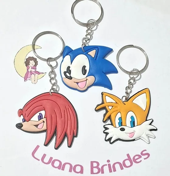 Chaveiro Turma do Sonic Emborrachado Pacotes com 6 Unidades
