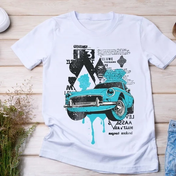 Camiseta Carro Vintage Estilo Grunge