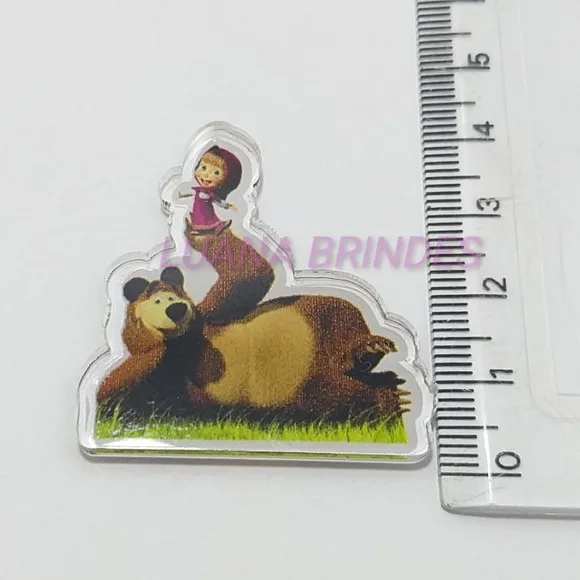 Aplique Acrílico da Marsha e o Urso - Pct c/ 10 Unid
