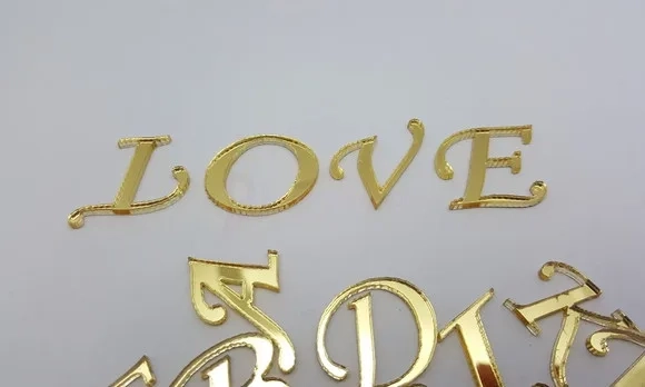 Aplique Letra Acrílico Espelhado Dourado de 2cm Pct 7 Unids
