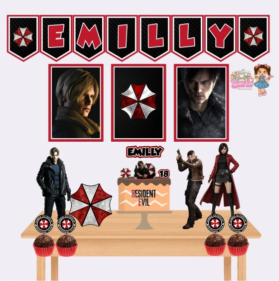 Kit Festa Só Um Bolinho RESIDENT EVIL - Decoração de Festa
