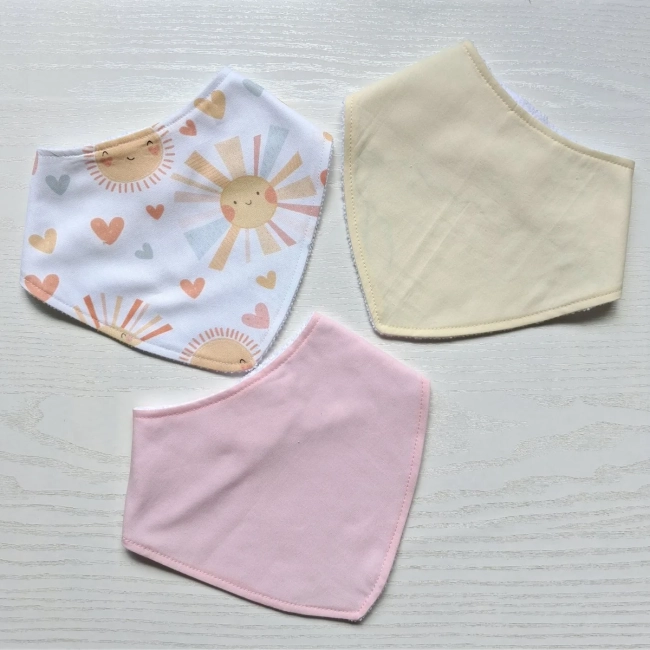Kit 3 Babadores Bandana Premium para bebê - Solzinho