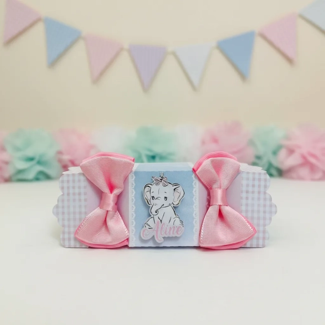 Kit 60 Lembrancinhas Elefantinho Rosa ou Azul