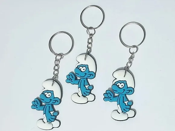 Chaveiro Smurf Emborrachado Pacote com 6 Unidades