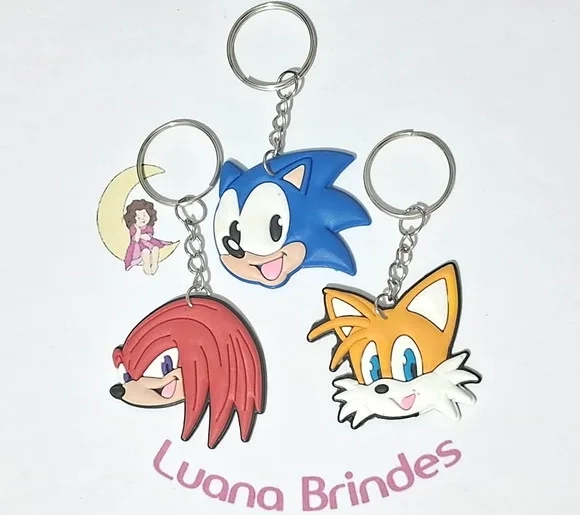 Chaveiro Turma do Sonic Emborrachado Pacotes com 6 Unidades