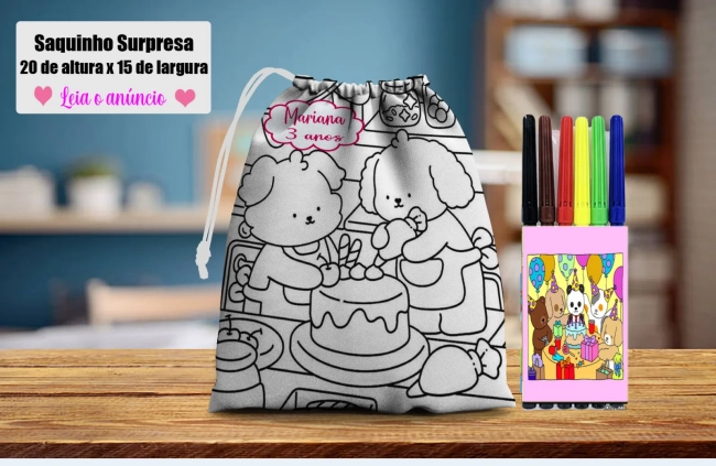 Saquinho Surpresa pinte e lave com Canetinha Bobbie Goods