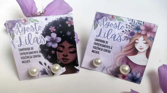 Tag para Brinco Agosto Lilás - Não Acompanha Brinco