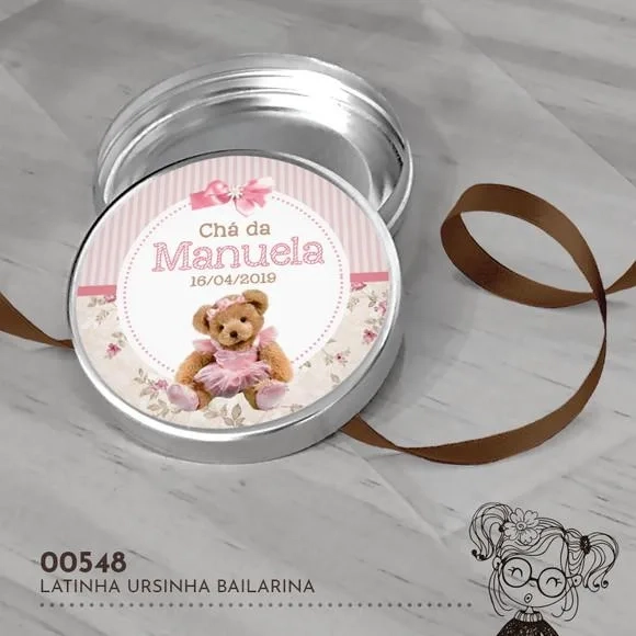 Latinha Adesivada Ursinha Bailarina - 00548