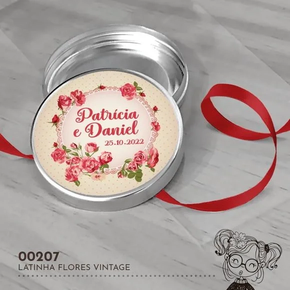 Latinha Adesivada Flores Vintage - 00207