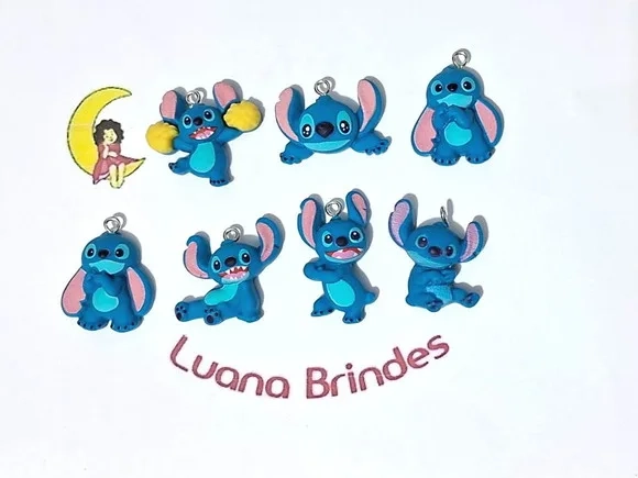 Pingente Stitch Resina Pacotes com 10 Unidades