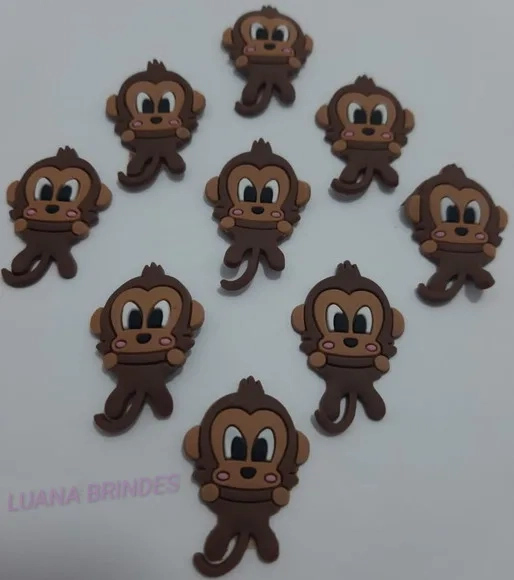 Aplique Macaquinho e Sapo de borracha - pct com 8 unidades