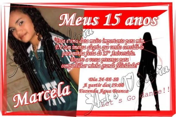 Convite 15 anos - 10x15cm c/ Envelope