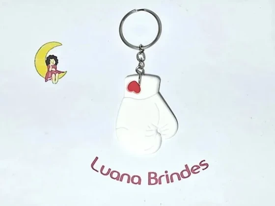 Chaveiro Luva de Boxe Branco Emborrachado 6 Unidades