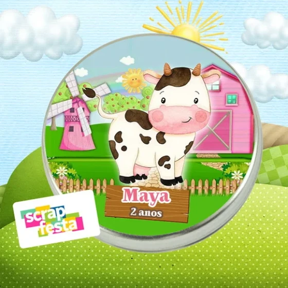 Latinhas Personalizadas Festa Fazendinha Aquarela Vaca