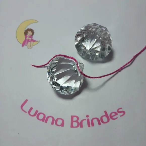 Diamante Pingente Transparente Acrílico 4cm Pct 3 Unidades