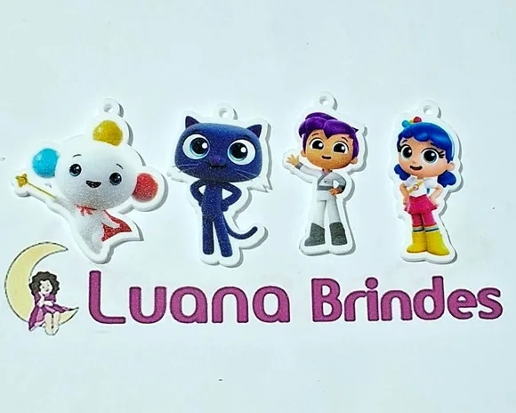 Pingente Vera e o Reino do Arco Iris Acrílico Pct C/8 Peças