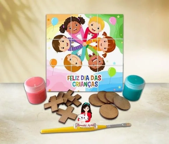 Jogo da Velha com Tinta Personalizado Dia das Crianças 2025