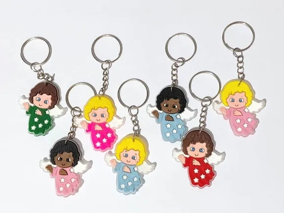 Chaveiro Anjinho 4,5cm Emborrachado Pacote com 7 Unidades