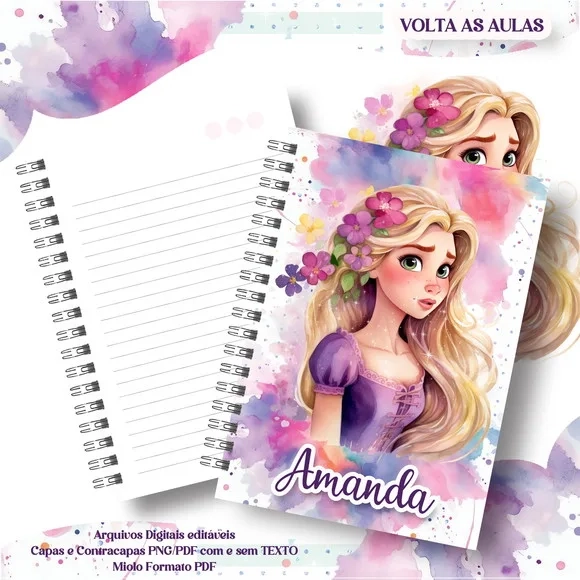 Caderno ou Agenda Personalizada Rapunzel