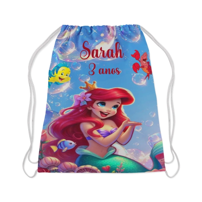Mochilinha Personalizada para lembrancinhas Sereia Ariel