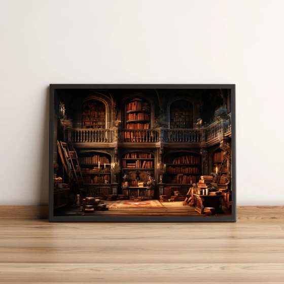 Quadro com Biblioteca Antiga e Misteriosa 10