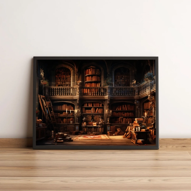 Quadro com Biblioteca Antiga e Misteriosa 10