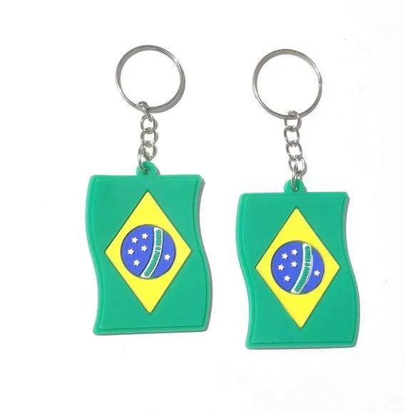 Chaveiro Bandeira do Brasil Emborrachado Pacote C/6 Unidades