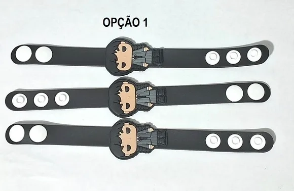 Pulseira Wandinha 19cm Emborrachada Pacotes com 3 Unidades