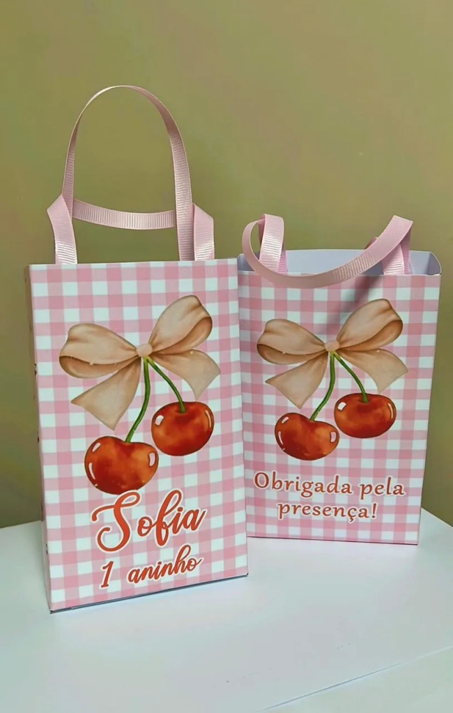 Sacolinhas Personalizada Cerejinha Lembrancinhas Para Aniversário