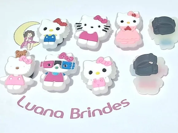 Pins para Cadarço Hello Kitty Flourescente 6 Unidades