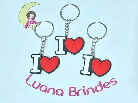 Chaveiro I Love Emborrachado Pacote com 6 Undiades