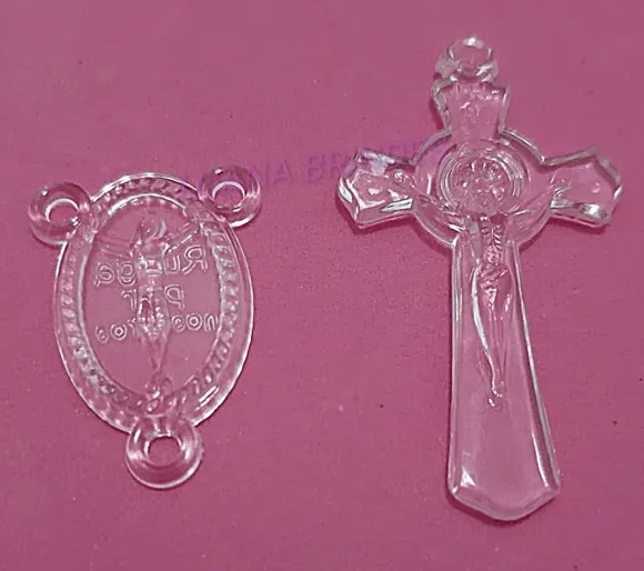 Kit Terço Crucifixo e Cruz de Acrilico 5 Kits