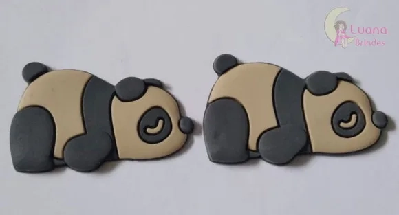 Aplique Panda Deitado de borracha - 3,1cm - pct c/7 unidades