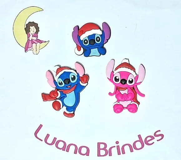 Aplique Stitch Natal Emborrachado Pacote com 6 Unidades
