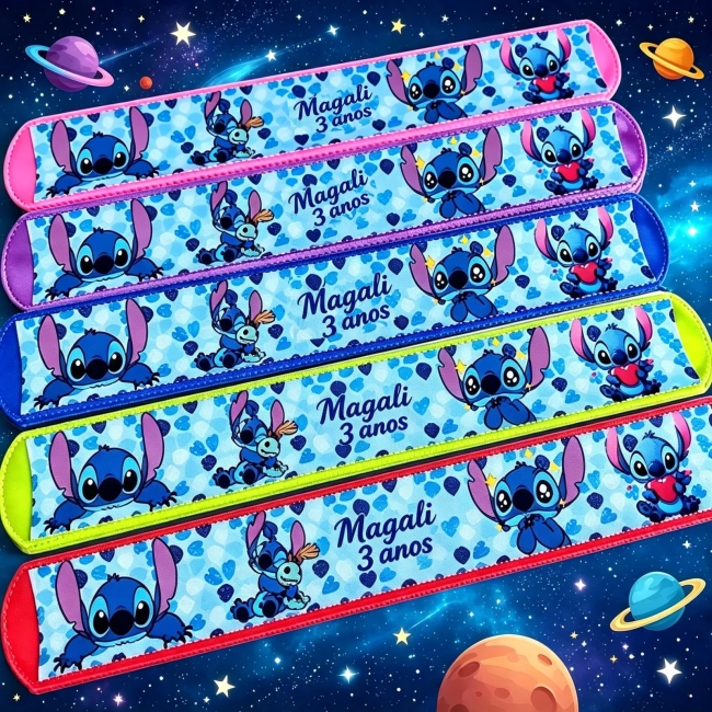 Pulseira Bate e Enrola Personalizada do Stitch