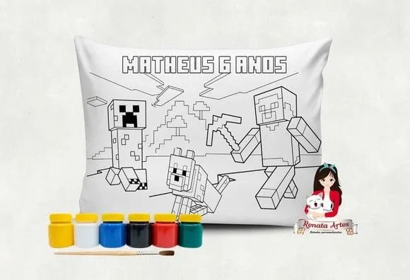 Almofada com Tinta para Colorir Minecraft
