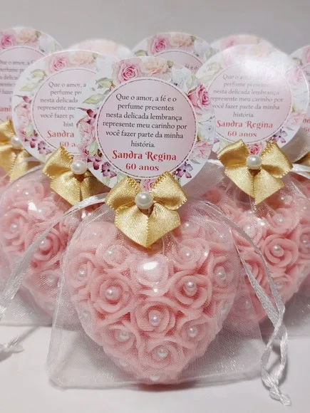 Lembrancinha Aniversário 60 Anos: Sabonete Coração Provence