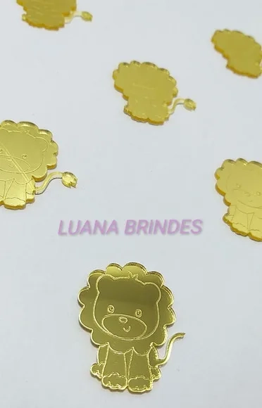 Aplique Leoãzinho de Acrílico Espelhado Dou 3,2cm Pct 6 Unds