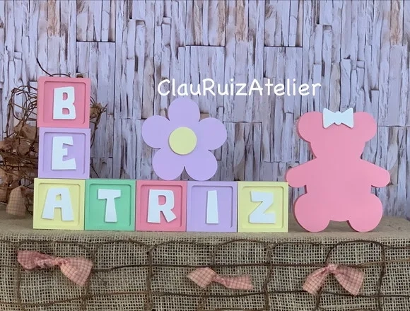 Decoração Bebê Candy Ts + Flor + Urso Ursa